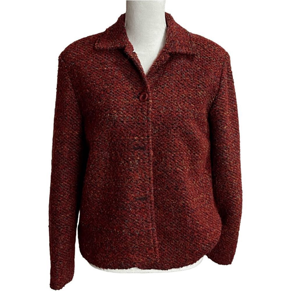 Vintage Sag Harbor Red Button Down Tweed Blazer Women's Size 10 